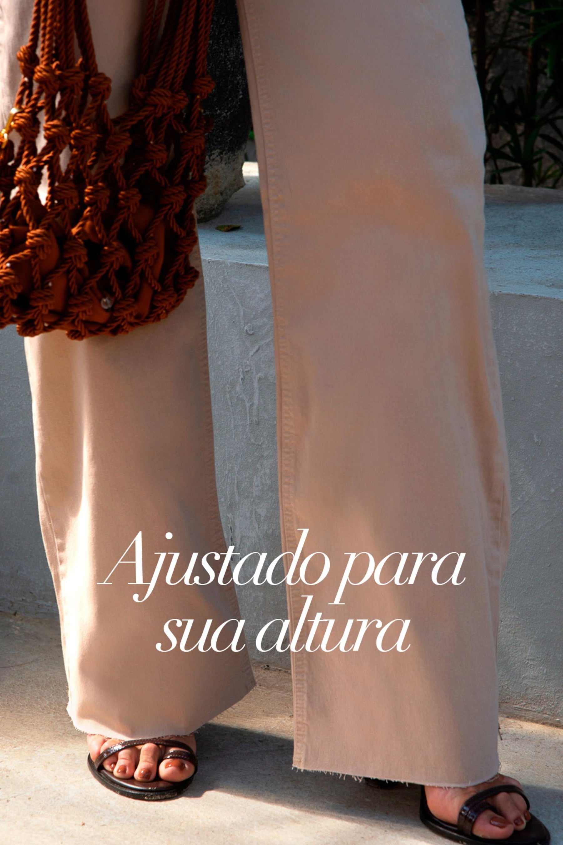Calça Jeans Modeladora Nude Wide Leg Cós Super Alto