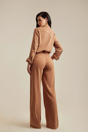 Calça Pantalona de Linho Térmico Dunas Terra