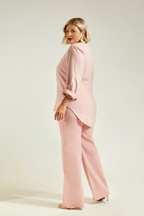 Calça Jeans Modeladora Rosa Wide Leg Cós Super Alto