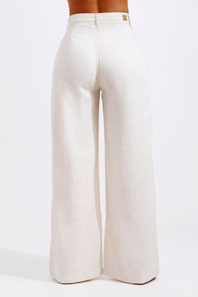 Calça Pantalona de Linho Térmico Dunas Areia