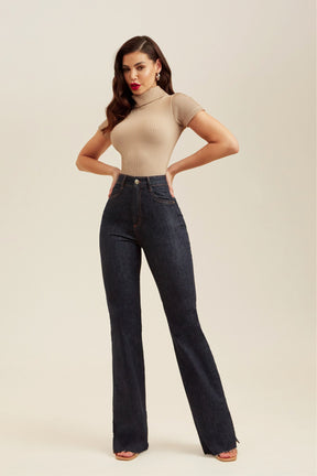 Calça Jeans Modeladora Fantástica Wide Leg Cós Super Alto