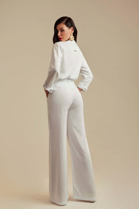 Calça Pantalona de Linho Térmico Dunas Branca