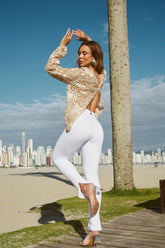 Calça Premium Curve Toda Dupla Skinny Branca