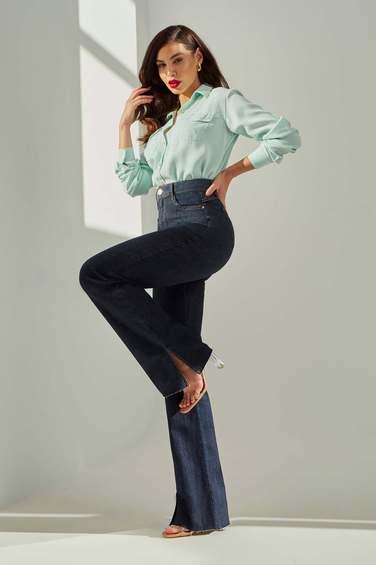 Calça Jeans Modeladora Fantástica Wide Leg Cós Super Alto