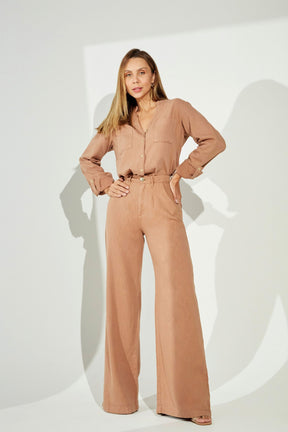 Calça Pantalona de Linho Térmico Dunas Terra
