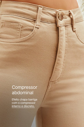 Calça Jeans Modeladora Nude Skinny Cós Alto