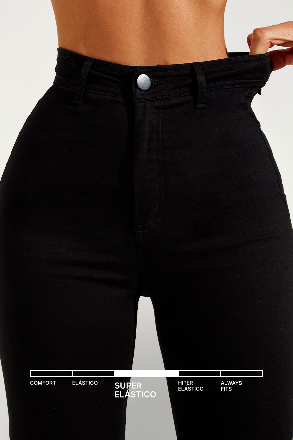 Calça Jeans Modeladora Wide Leg Preto Intenso Cós Super Alto