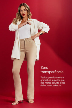 Calça Jeans Modeladora Nude Boot Cut Cós Médio
