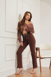 Calça Jeans Modeladora Coffee Reta Cós Alto