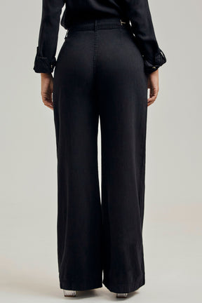 Calça Pantalona de Linho Térmico Dunas Preta