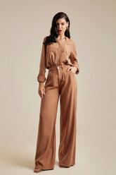 Calça Pantalona de Linho Térmico Dunas Terra