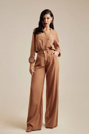 Calça Pantalona de Linho Térmico Dunas Terra