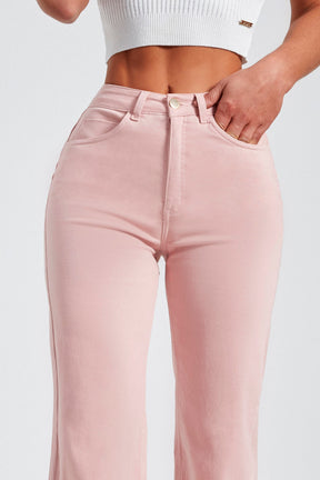 Calça Jeans Modeladora Rosa Wide Leg Cós Super Alto