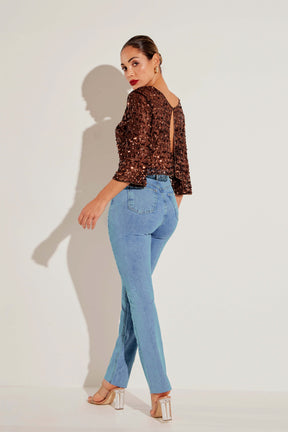 Calça Jeans Modeladora Revolucionária Reta Clara Cós Super Alto