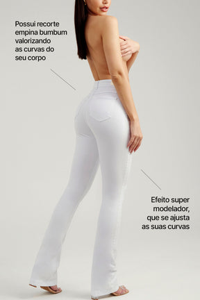 Calça Jeans Modeladora Milagrosa Boot Cut Cós Alto - Branca