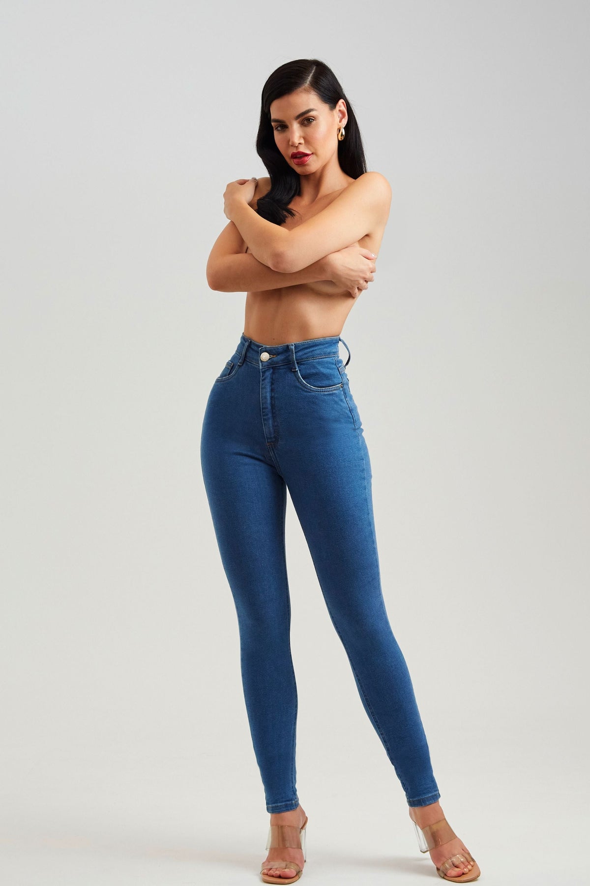 Calça Jeans Modeladora Clássica Skinny Cós Super Alto