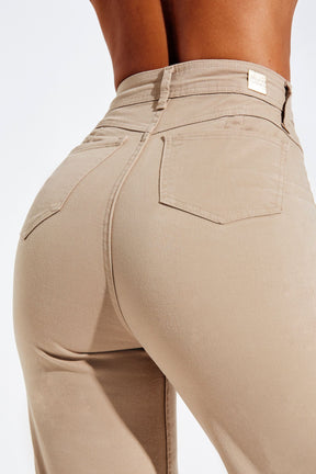 Calça Jeans Modeladora Nude Wide Leg Cós Super Alto