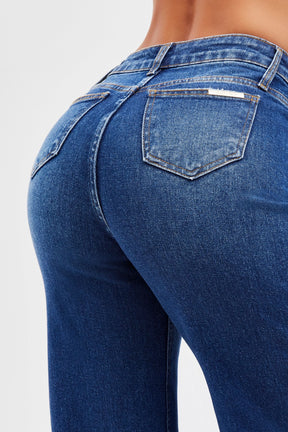 Calça Jeans Basic Wide Leg Jeans Médio Cós Alto