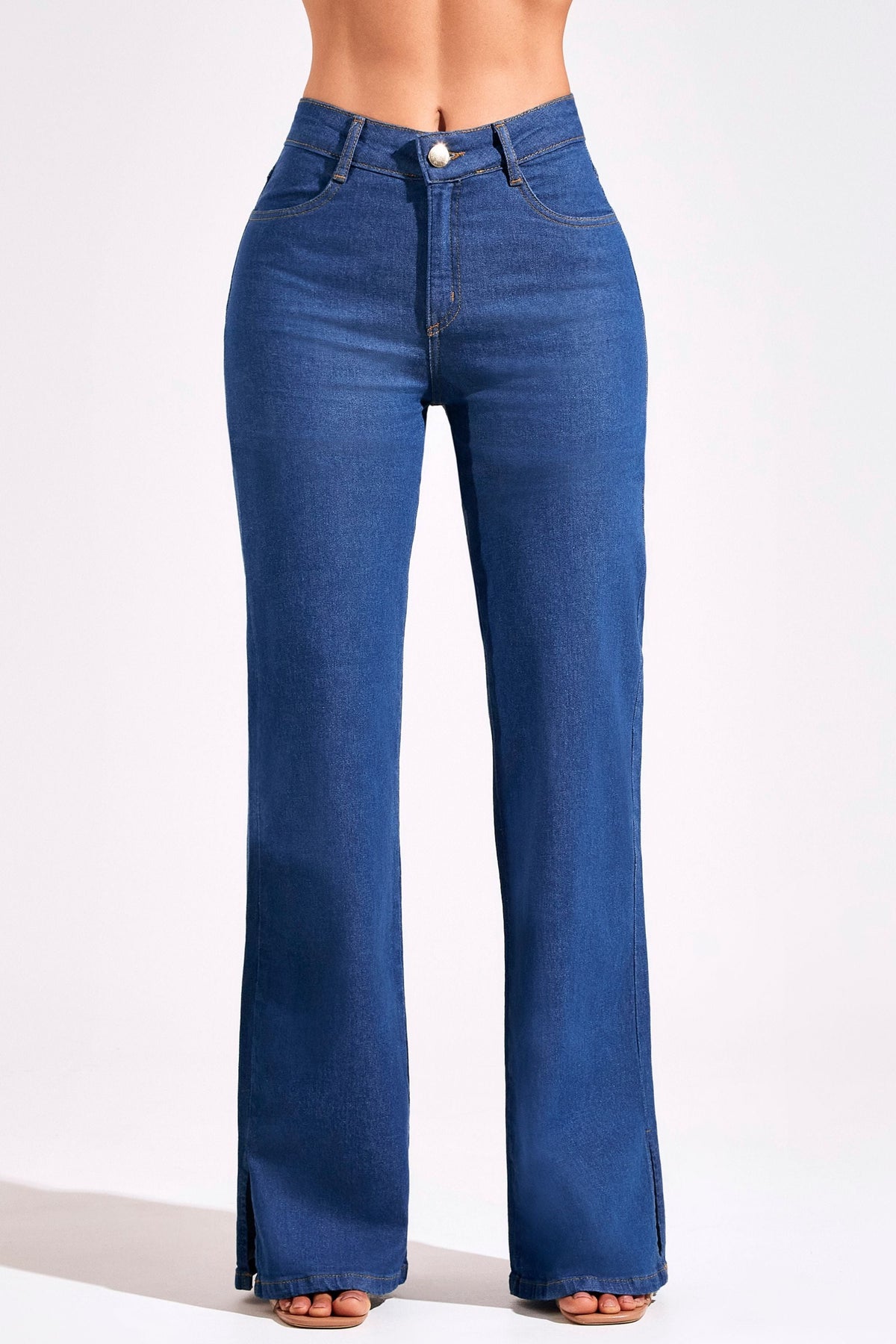 Calça Jeans Ultra Modeladora Wide Leg Jeans Médio Cós Médio