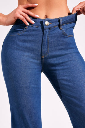 Calça Jeans Ultra Modeladora Wide Leg Jeans Médio Cós Médio
