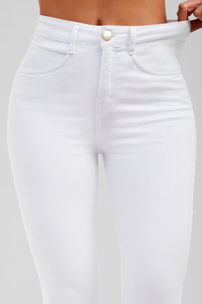 Calça Jeans Modeladora Milagrosa Boot Cut Cós Alto - Branca