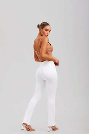 Calça Jeans Modeladora Milagrosa Reta Cós Alto - Branca