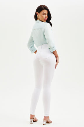 Calça Jeans Modeladora Milagrosa Skinny Cós Alto - Branca