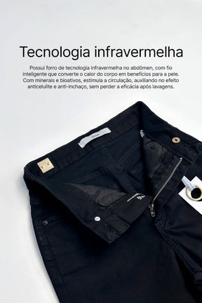 Calça Jeans Modeladora Reta Preto Intenso Cós Médio