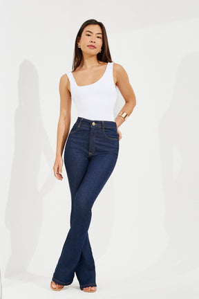 Calça Jeans Ultra Modeladora Flare Cós Alto