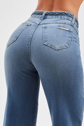 Calça Jeans Apaixonante Wide Leg Jeans Médio Cós Médio