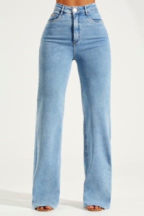 Calça Jeans Modeladora Basic Wide Leg Cós Super Alto