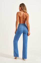 Calça Jeans Modeladora Clássica Wide Leg Cós Super Alto
