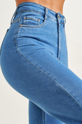 Calça Jeans Modeladora Clássica Wide Leg Cós Super Alto