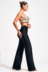 Calça Ultra Modeladora Glam Wide Leg Cós Alto - Preta