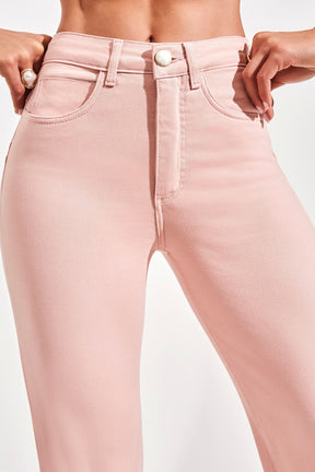 Calça Jeans Modeladora Rosa Wide Leg Cós Super Alto