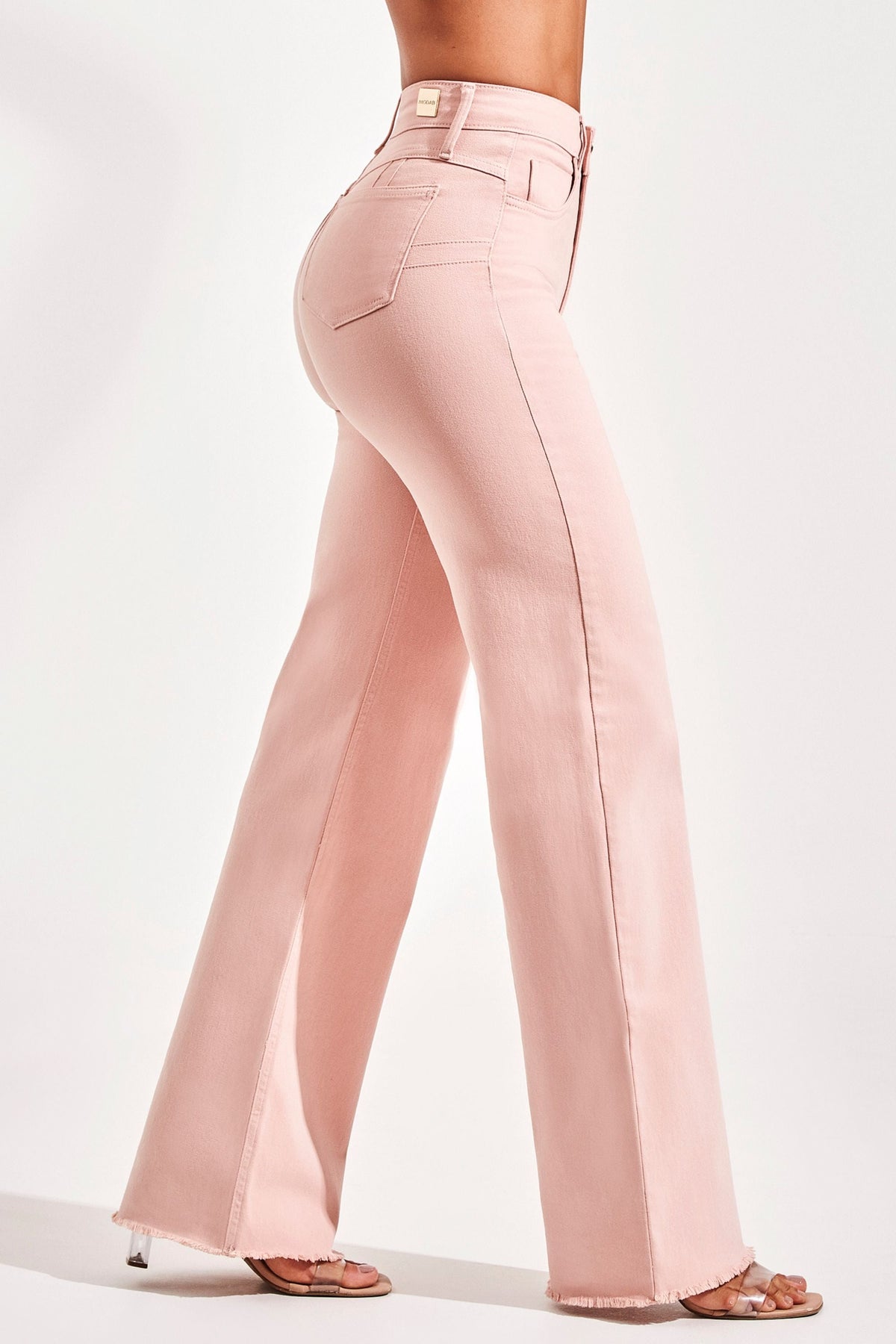 Calça Jeans Modeladora Rosa Wide Leg Cós Super Alto