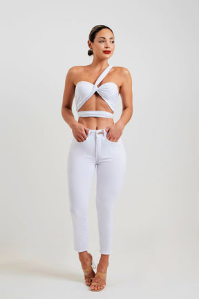 Calça Jeans Modeladora Milagrosa Reta Cós Alto - Branca