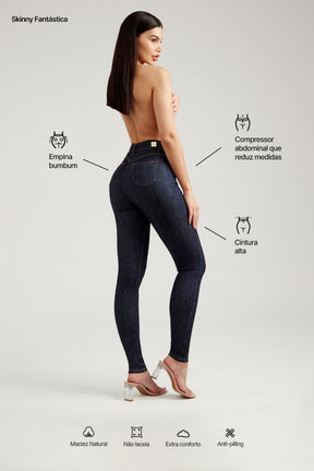 Calça Jeans Modeladora Fantástica Skinny Cós Alto