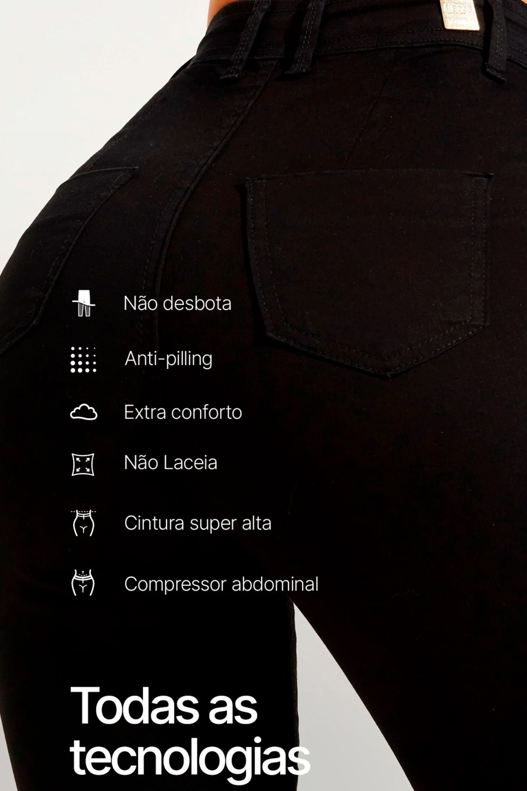 Calça Jeans Modeladora Flare Preto Intenso Cós Médio