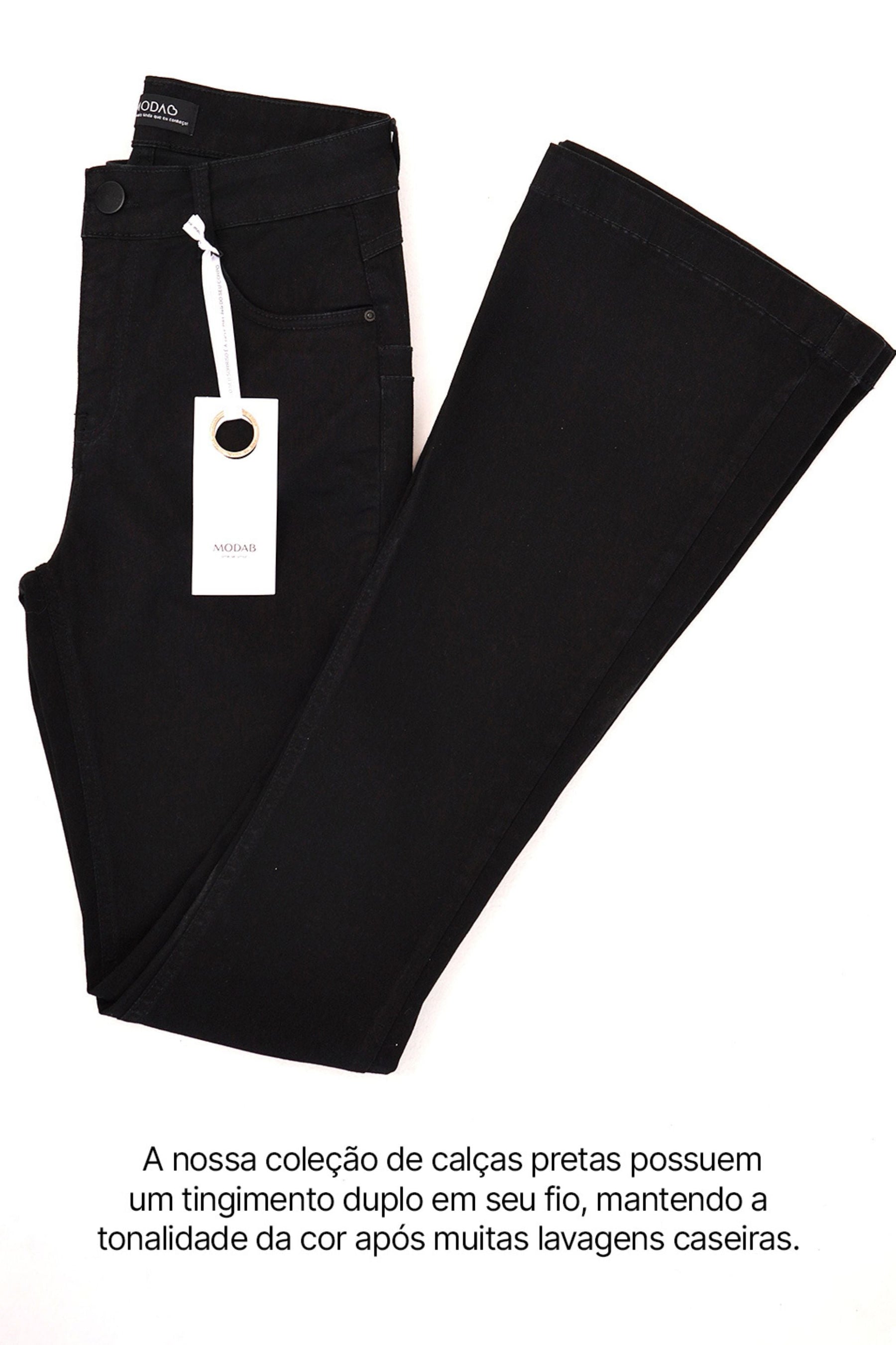 Calça Jeans Modeladora Flare Preto Intenso Cós Médio