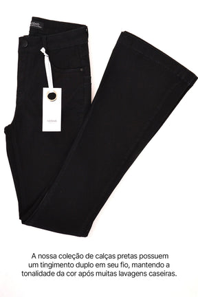 Calça Jeans Modeladora Flare Preto Intenso Cós Médio