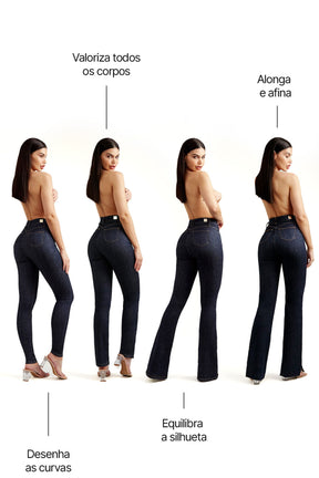 Calça Jeans Modeladora Fantástica Flare Cós Alto