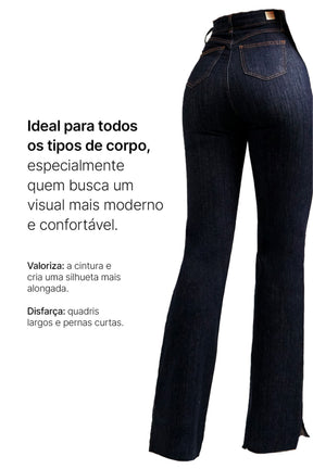 Calça Jeans Modeladora Fantástica Wide Leg Cós Super Alto